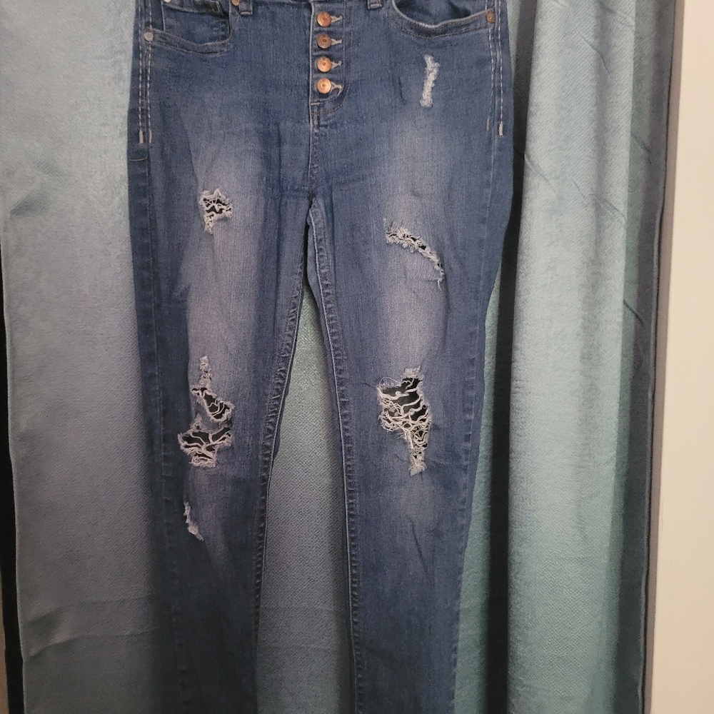 Dark wash ripped jeans